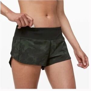 LULULEMON Speed Up Short Green Camouflage Size 6